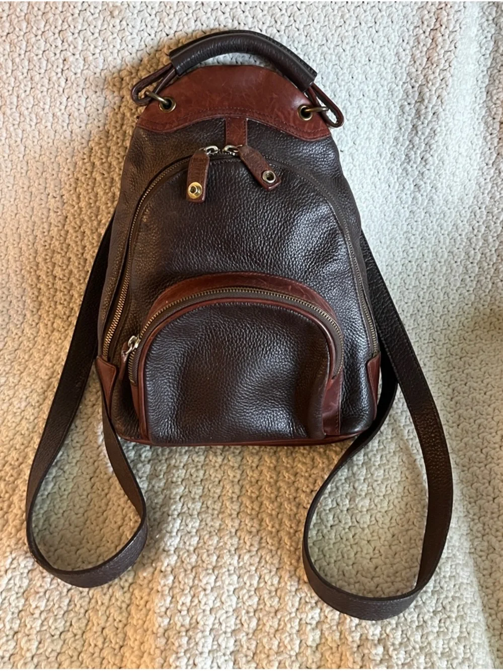 M. Landon leather backpack sling day pack - Picture 1 of 7